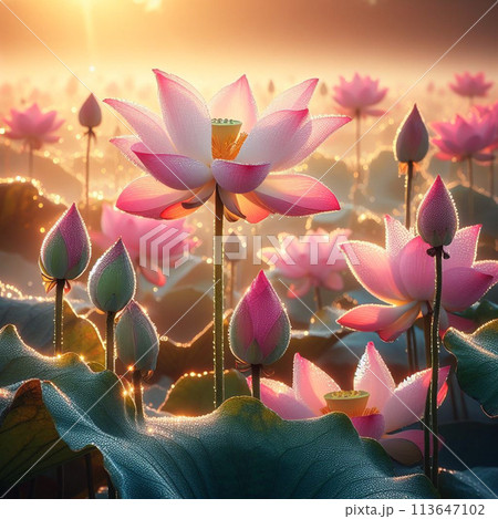 幻想的な蓮の花 113647102
