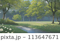 春の息吹を感じる静かな森の小川" 113647671