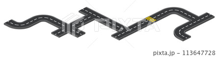 Isometric asphalt road with intersections Isometric asphalt road with intersections 113647728