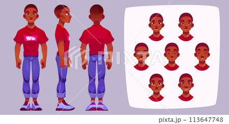 Young african man character constructor Young african man character constructor 113647748