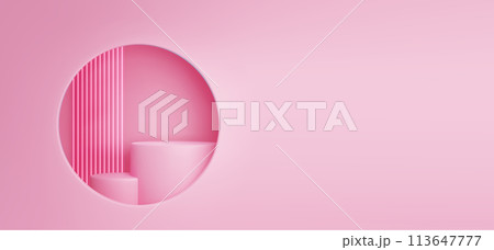 3d pink podium with neon light abstract platform 3d pink podium with neon light abstract platform 113647777
