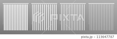 Office window vertical jalousie opening steps. 113647787