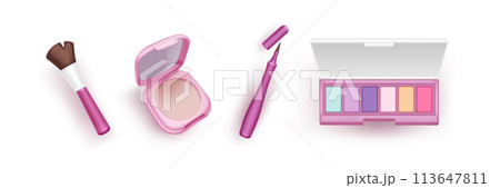 Makeup products 3d icon set. 113647811