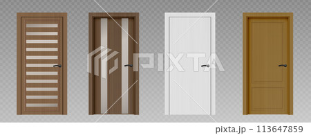3d wooden realistic front door design isolated 3d wooden realistic front door design isolated 113647859