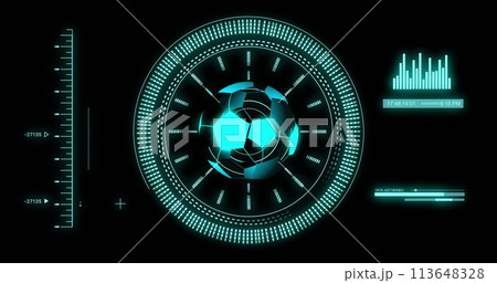 Image of scope scanning and data processing over digital football Image of scope scanning and data processing over digital football 113648328
