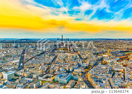View from the Montparnasse tower on Paris in early spring. View from the Montparnasse tower on Paris in early spring. 113648374