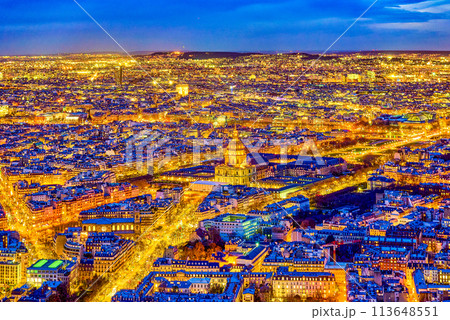 View from the Montparnasse tower on Paris in early spring. 113648551