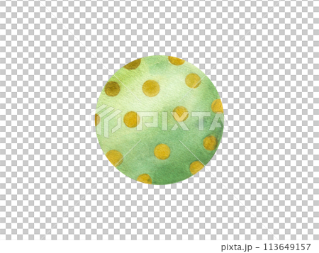 Kid green Ball in yellow dots. Rubber balls for beach volleyball, child play and water games. Watercolor illustration of beachball of beachball. Use for poster, sticker, print Kid green Ball in yellow dots. Rubber balls for beach volleyball, child play and water games. Watercolor illustration of beachball of beachball. Use for poster, sticker, print 113649157