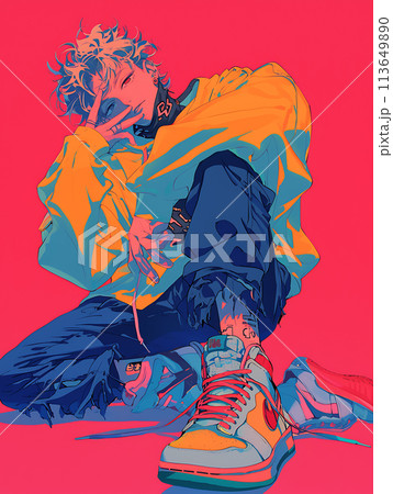 かっこいいダンサーのファッションの男性　AI 113649890