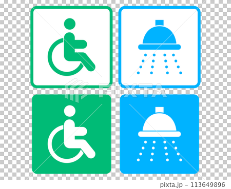 Wheelchair and shower room icon color 113649896