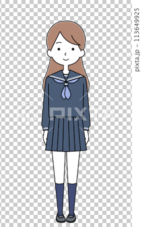 女高中生插畫（水手服） 113649925