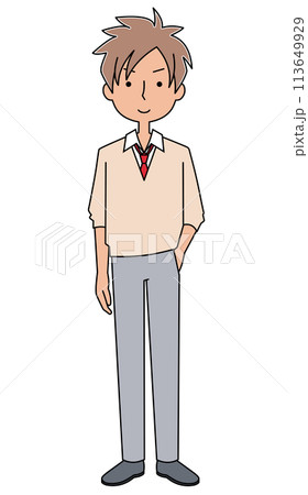 制服を着たギャル男のイラスト 113649929