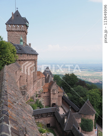 Flanks of castle Koenigsbourg in Orschwiller in France - vertical Flanks of castle Koenigsbourg in Orschwiller in France - vertical 113649996