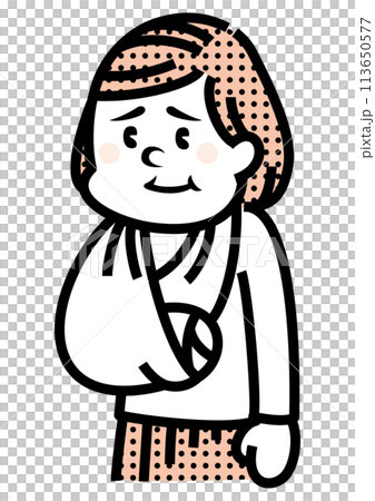 Illustration of a woman with an injured arm 113650577