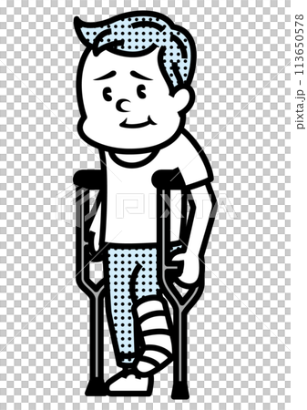 一名腿部受傷的男子的插圖 一名腿部受傷的男子的插圖 113650578