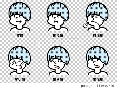 Illustration of a man with various expressions Illustration of a man with various expressions 113650716