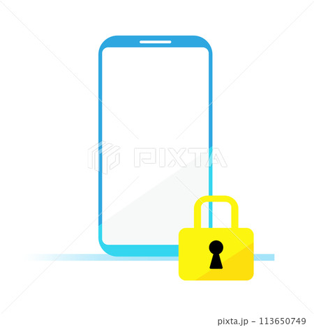 スマートフォンと南京錠 スマートフォンと南京錠 113650749