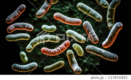 Enlarged Visual of Microbes: Bacteria and Viruses - Generative AI 113650891