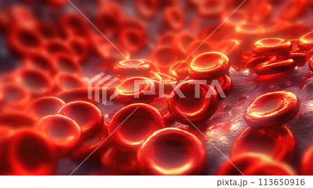 Blood Cell Motion in Artery Under Microscope - Generative AI 113650916
