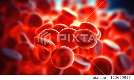Artery Blood Flow Microscopic View - Generative AI 113650917