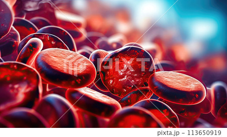 Medical Microscopy: Blood Cell Activity in an Artery - Generative AI 113650919