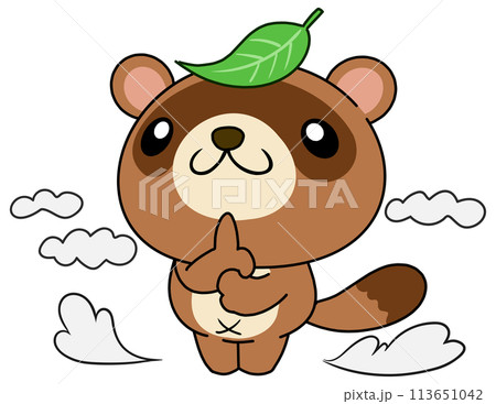 狸 単体 葉っぱ 狸 単体 葉っぱ 113651042