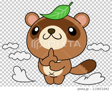 狸 単体 葉っぱ 狸 単体 葉っぱ 113651042