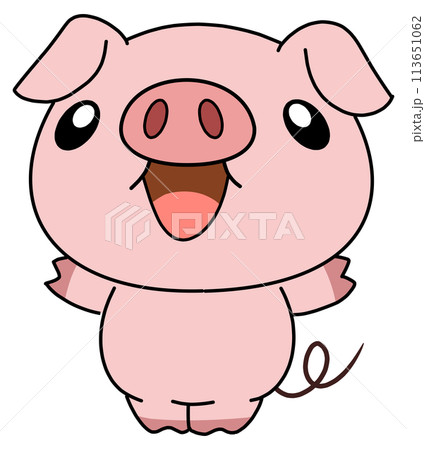 豚（ピンク）　単体　笑顔 113651062