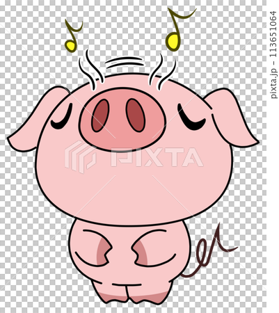 豚（ピンク）　単体　歌う 113651064