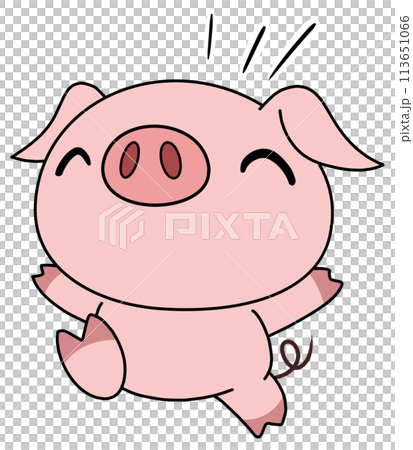 豚（ピンク） 単体 喜ぶ1のイラスト素材 [113651066] - PIXTA