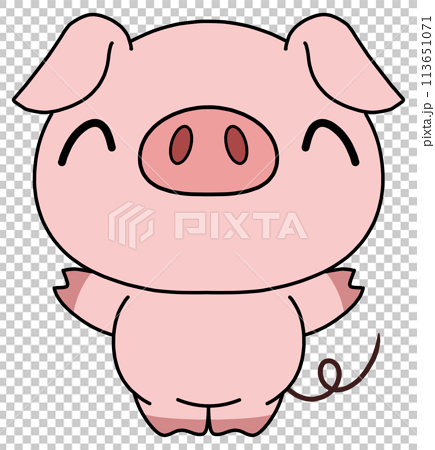 豚（ピンク）　単体　正面2 113651071