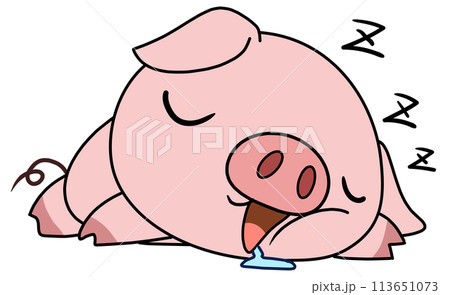 豚(ピンク) 単体 寝る 豚(ピンク) 単体 寝る 113651073