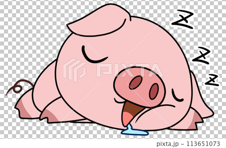 豚(ピンク) 単体 寝る 豚(ピンク) 単体 寝る 113651073