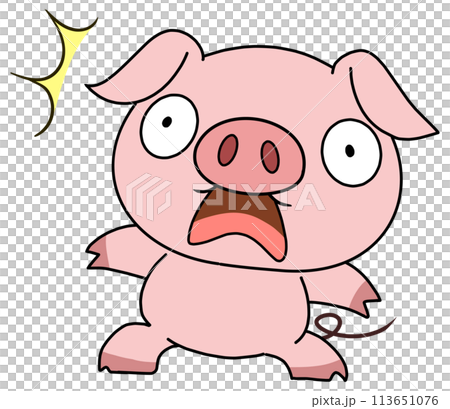 豚(ピンク) 単体 驚く1 豚(ピンク) 単体 驚く1 113651076