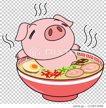 豚(ピンク) 単体 豚骨ラーメン 豚(ピンク) 単体 豚骨ラーメン 113651080