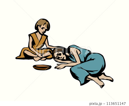 People suffering from hunger. Vector drawing People suffering from hunger. Vector drawing 113651147
