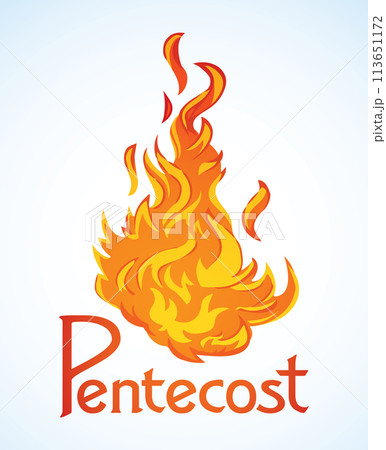 Pentecost sunday. Baptism with the Holy Spirit. Vector drawing icon 113651172