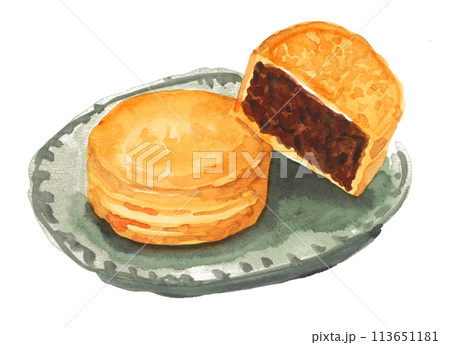 水彩で描いた回転焼き24417pix7 113651181