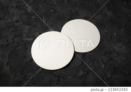 Two blank white coasters Two blank white coasters 113651583