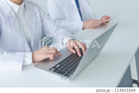 白衣を着た医療や研究系従事者の人物ポートレート 113651849