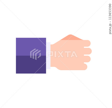 Business man fist hand in suit anger fight expressing gesture vector flat powerful male boss arm 113653390