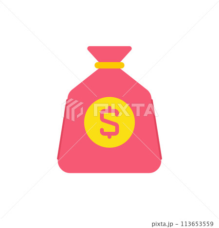 Red sack with dollar symbol for cash money coins storage or carrying icon vector illustration 113653559
