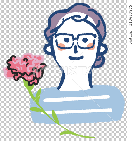 Mother's Day: Mother and Carnation Illustration 113653875