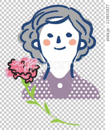 Mother's Day: Mother and Carnation Illustration 113653877