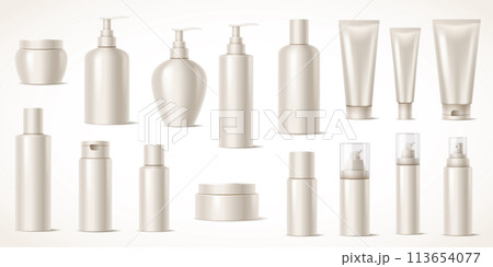 Blank cosmetics products containers illustration set 113654077