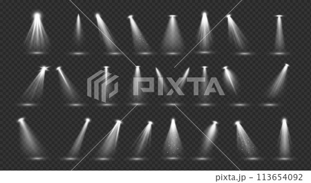 White stage backlight effects 3d realistic illustration set White stage backlight effects 3d realistic illustration set 113654092