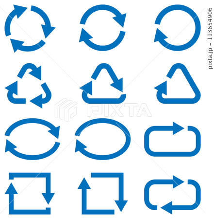回転矢印のセット 青 113654906