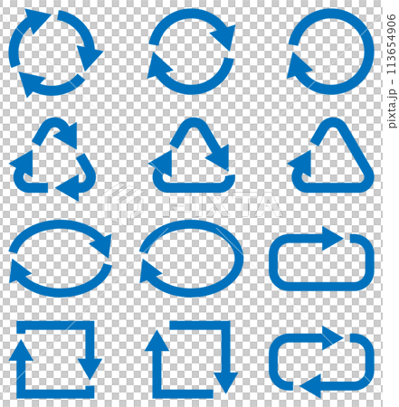 回転矢印のセット 青 113654906