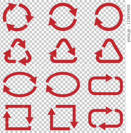 回転矢印のセット 赤 113654908