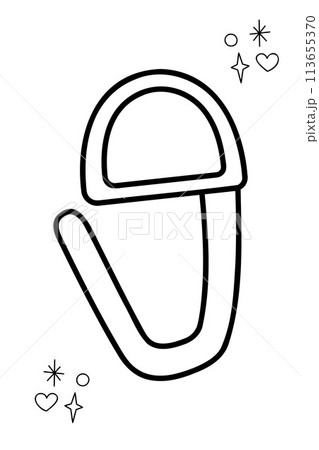 Marking ring for knitting. Doodle outline vector black and white illustration. Marking ring for knitting. Doodle outline vector black and white illustration. 113655370